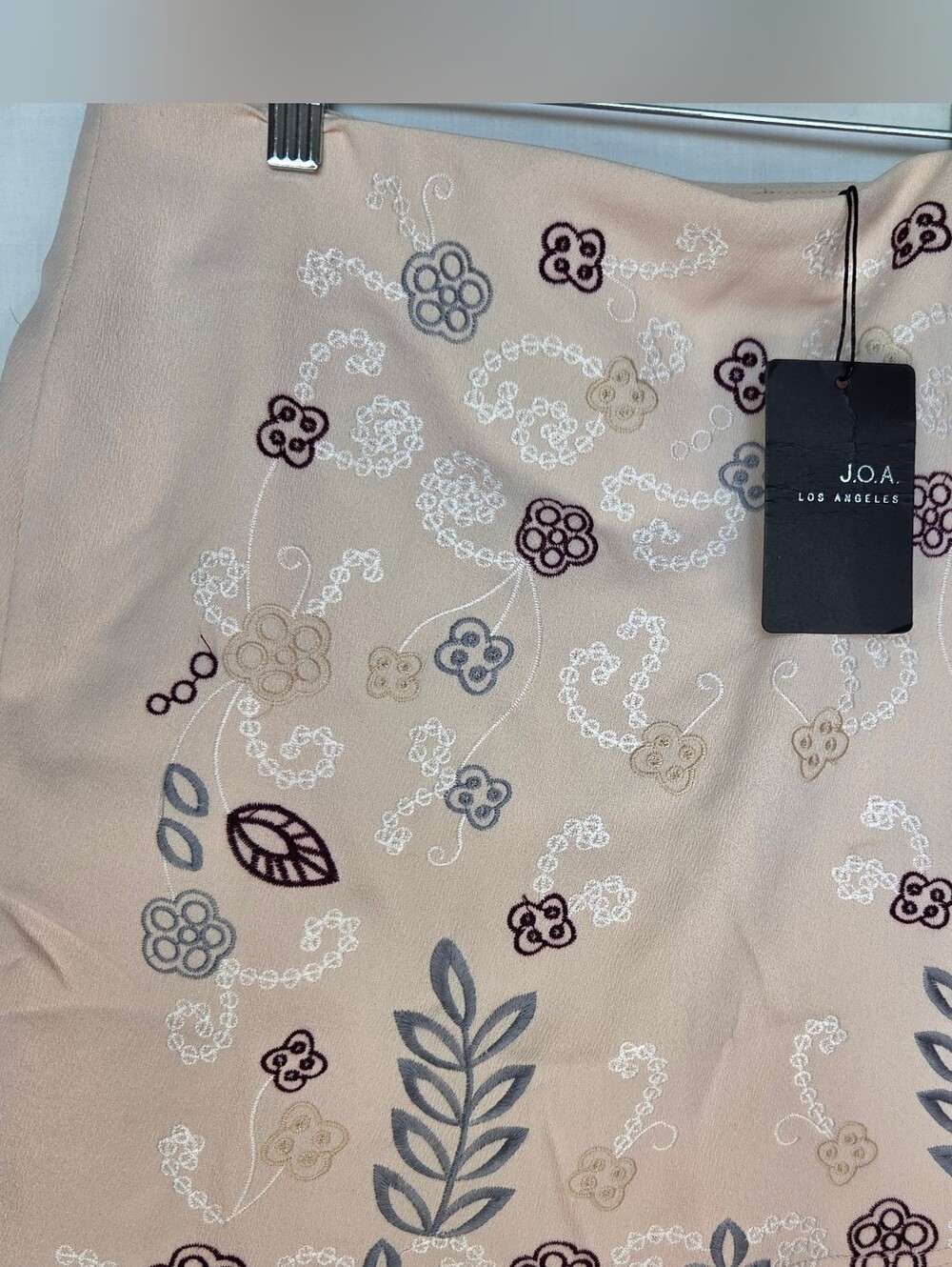 JOA Los Angeles Women's Pink Floral Embroidered Mini Skirt Sz L Cottagecore NWT